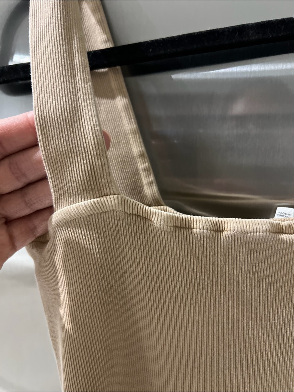 Tularosa Ribbed Square Neck Midi Dress in Tan - Picture 3 of 3